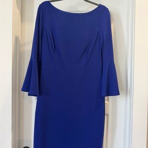 Elegant Royal Purple/Blue -Bell Sleeve Women's Dress